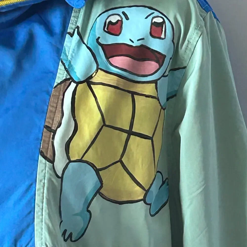 Handmade Jackets Coats Hand Painted Pokmon Windbreaker Pikachu 